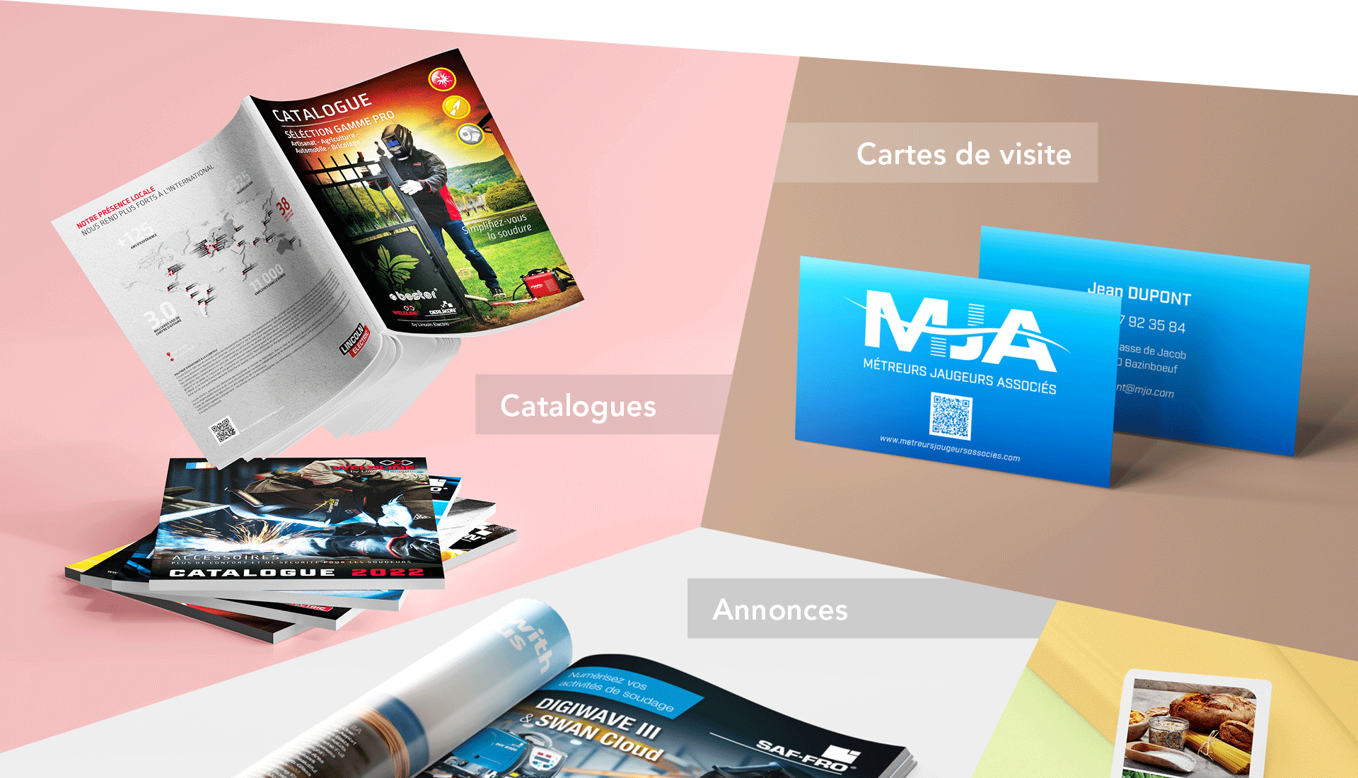 Catalogues, cartes de visite, annonces